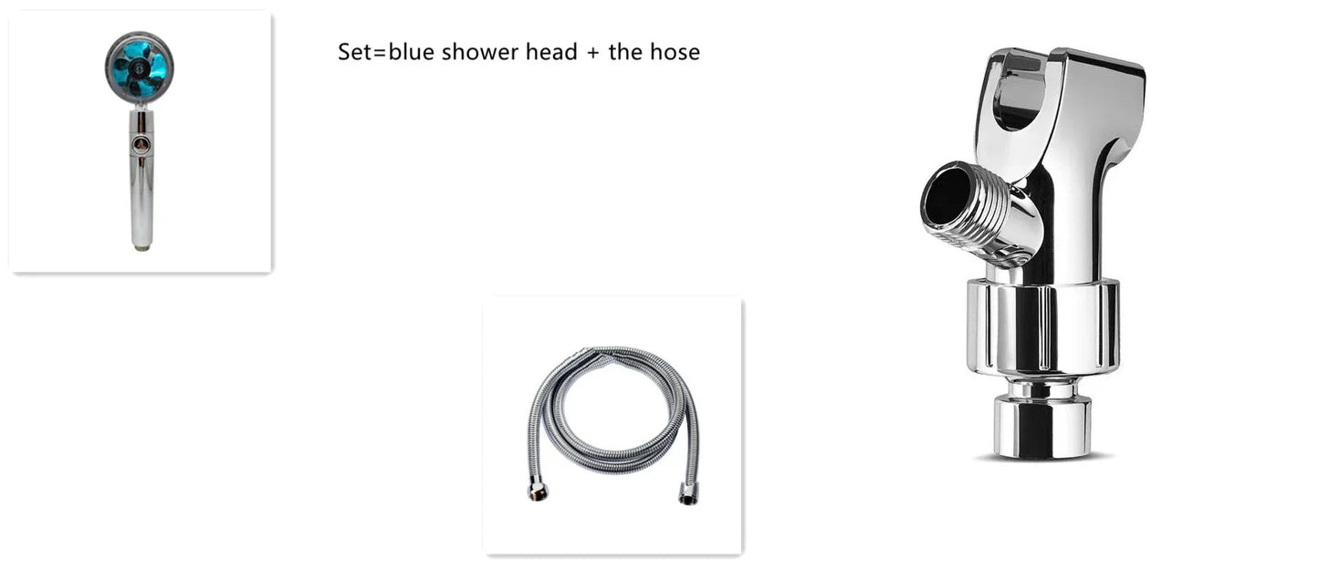 High-Pressure Rainfall Shower Head with 360-Degree Rotation and Built-In Fan for Relaxing Bathing Experience