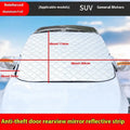 Large aluminium foil winter car cover with magnetic attachment and reflective stripes for SUV windshield frost protection