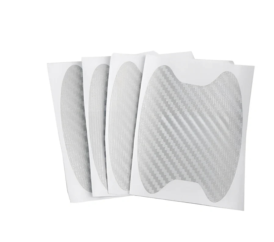 4-piece black carbon fibre car door handle stickers, 8.5 cm x 6.8 cm, scratch protection for vehicles