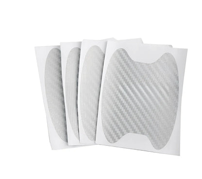 4-piece black carbon fibre car door handle stickers, 8.5 cm x 6.8 cm, scratch protection for vehicles