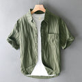 Men's loose fit pure cotton short sleeve casual shirt in apricot colour.