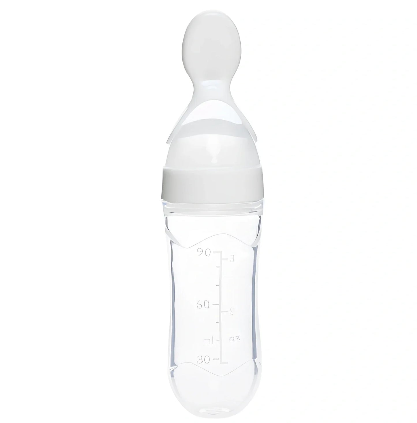 Blue baby spoon bottle feeder, 120ml capacity, food-grade silicone and PP, for 3 months semi-liquid feeding