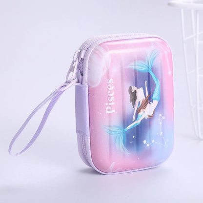 Tinplate coin purse with anime cartoon design and zipper opening