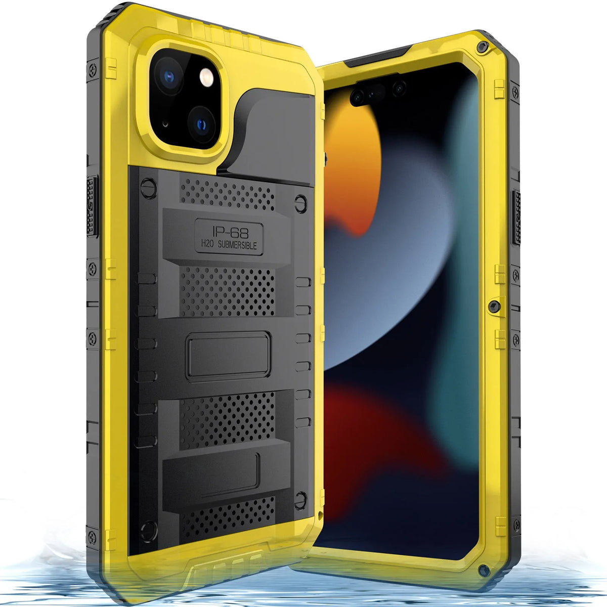 Outdoor sports metal phone case for iPhone 15, two-in-one design, alloy frame, black colour