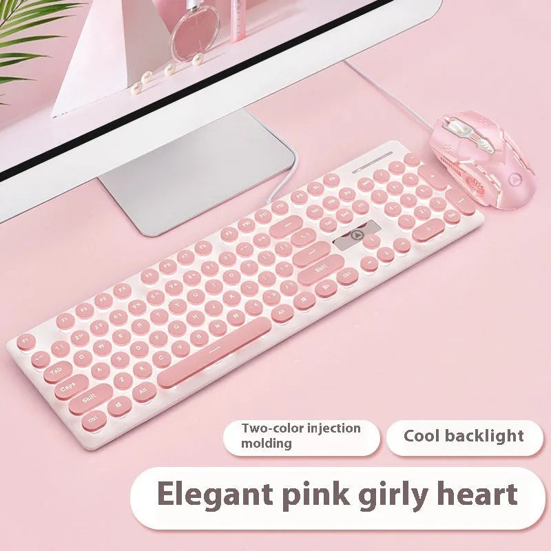 Punk-style mechanical keyboard with luminous backlight in mint green, pink, or textured black colour options