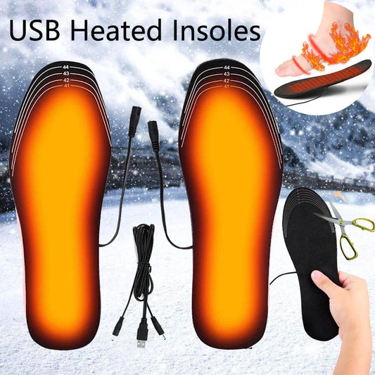 USB heated insoles for winter warmth in boots and sneakers, adjustable heat settings