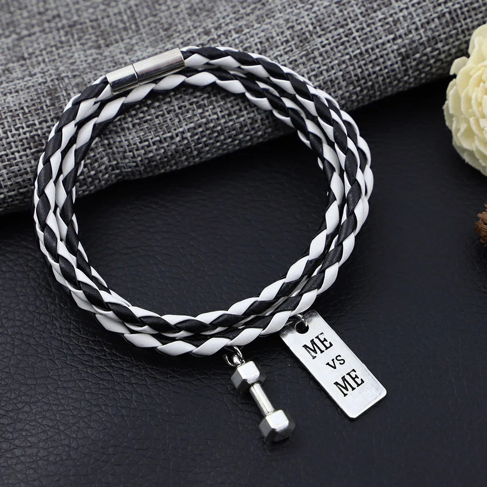 PU Rope Bracelet with 3-lap woven design in blue