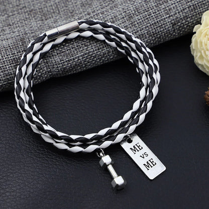 PU Rope Bracelet with 3-lap woven design in blue