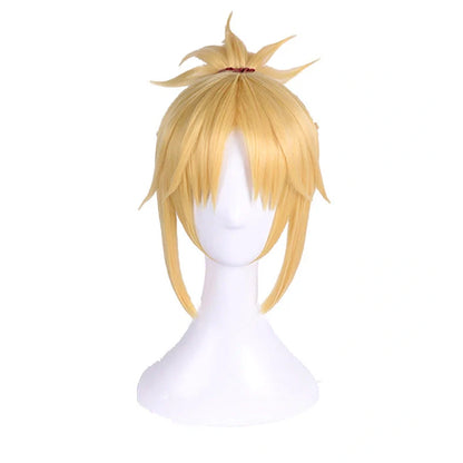 SUNCOS FGO Mordred yellow cosplay wig with 40cm long mechanically treated high-temperature wire hair