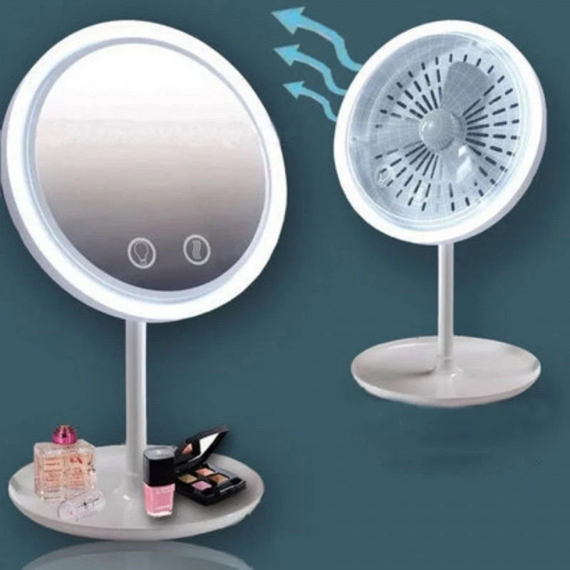 Fan LED Light Makeup Mirror with cooling fan and adjustable lighting