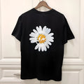Oversize High Street T-shirt for men and women, solid colour, shown on model, size chart included