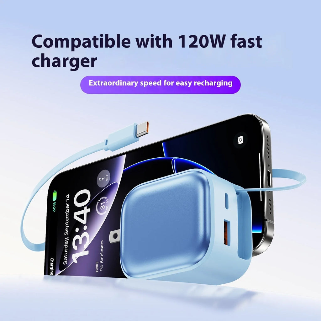 AI Temperature Control Gallium Nitride Charger 120W three Type-C ports white
