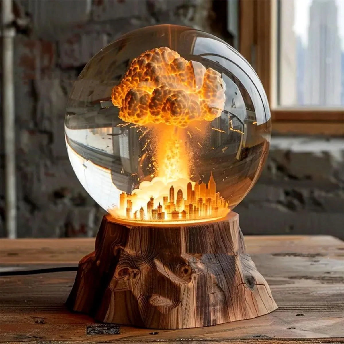 3D Mushroom Cloud Atomic Bomb Explosion Night Light on a desk