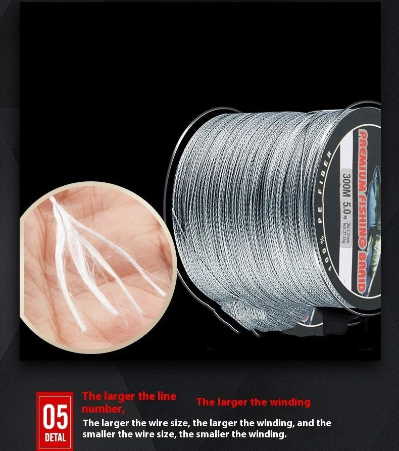 Dali Mayu PE fishing line spool in selected colour with 300m length and four-section design