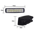 Black die-cast aluminium car auxiliary LED spotlight with white light, mounted on a bracket.