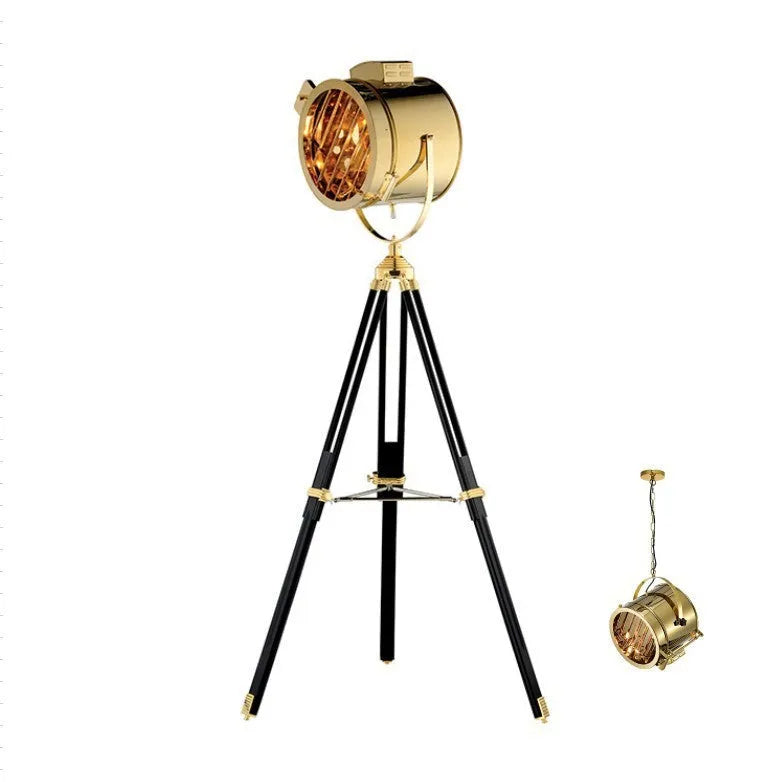 LED tripod floor lamp with stainless steel shade and adjustable height in chrome finish