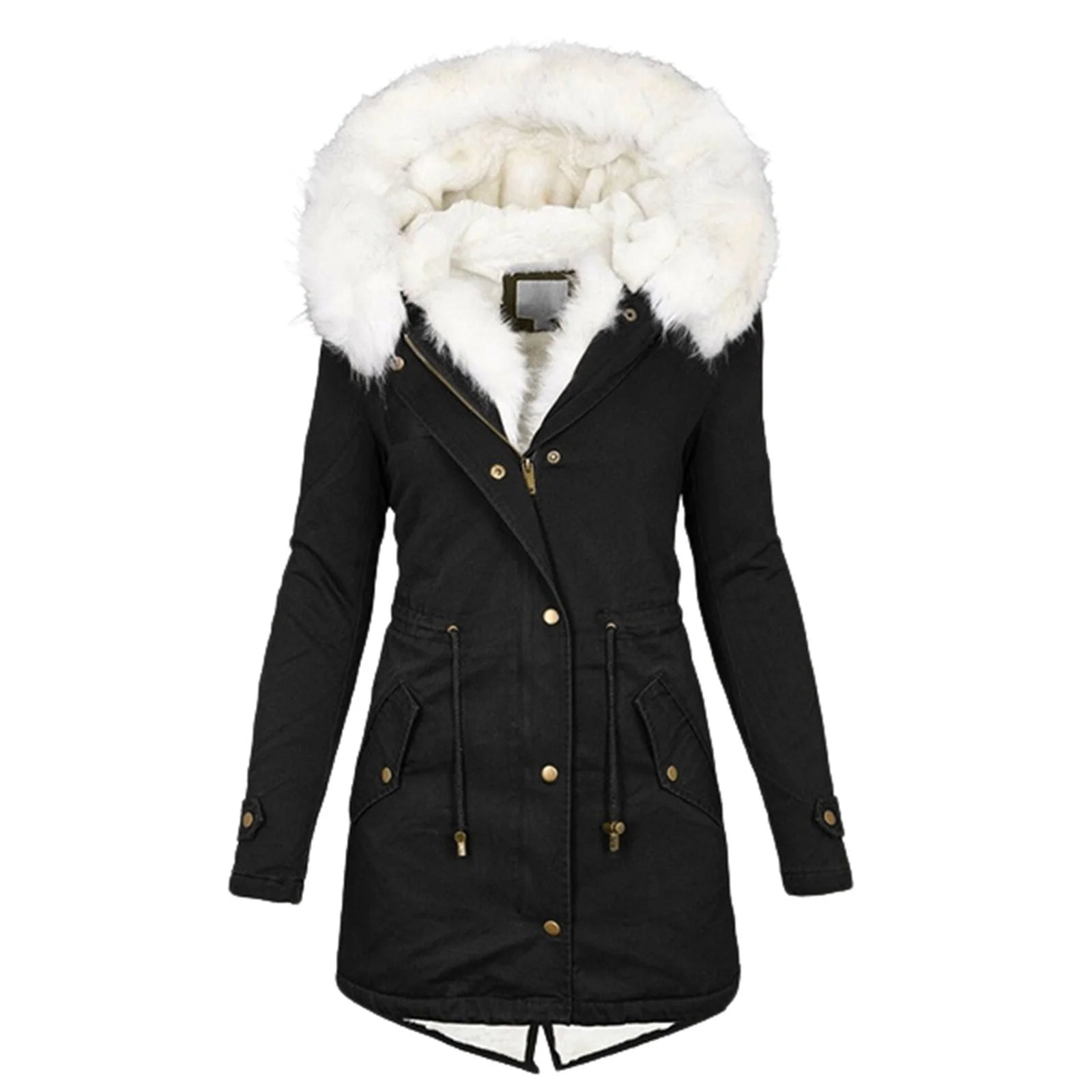 Women's cotton padded jacket with white collar, available in multiple colours and sizes