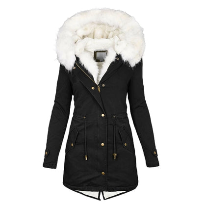 Women's cotton padded jacket with white collar, available in multiple colours and sizes