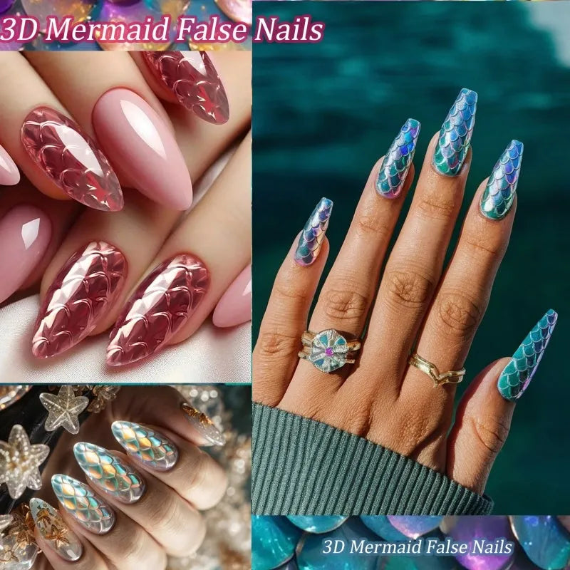 Pack of long plastic false nail tips for 3D sculpting and nail extensions.