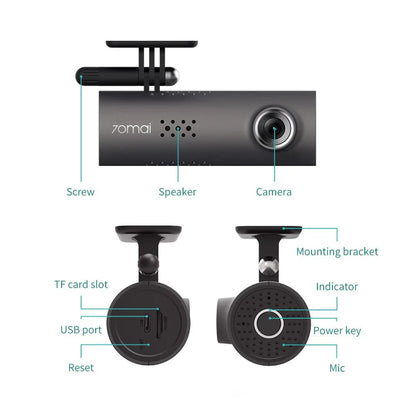 1080P Wireless Car Dash Cam with Smart Voice Control, Featuring 1080P HD Video, Wide-Angle Lens, and G-Sensor for Driving Safety