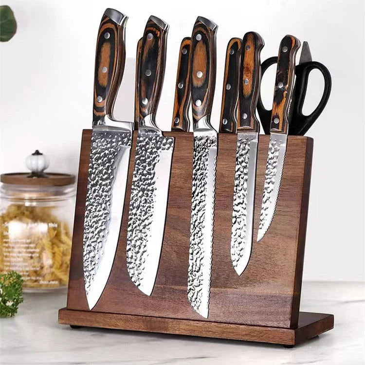 Solid wood magnetic knife holder for kitchen storage