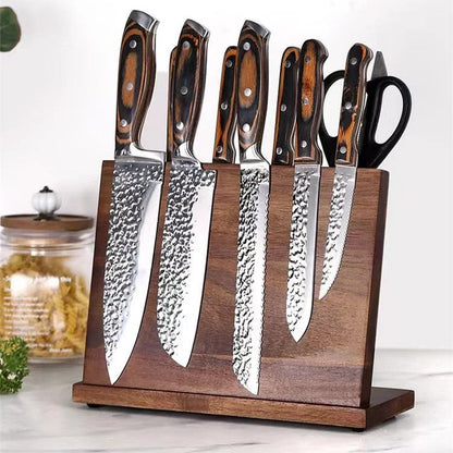 Solid wood magnetic knife holder for kitchen storage