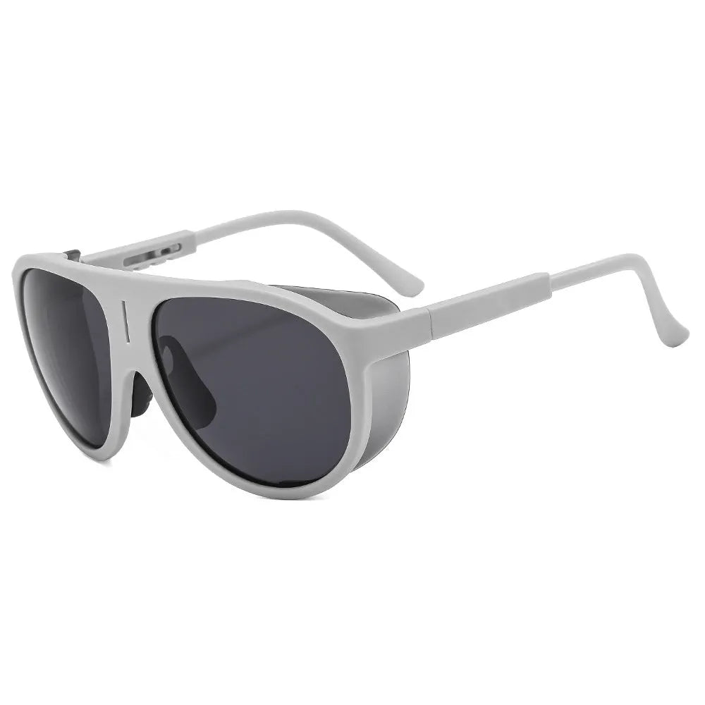 Large frame polarised sunglasses with TAC lens and PC frame in sand black and gray