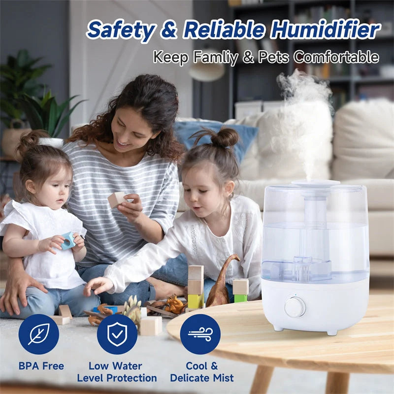 BPA-free 4L mechanical humidifier with low water level protection