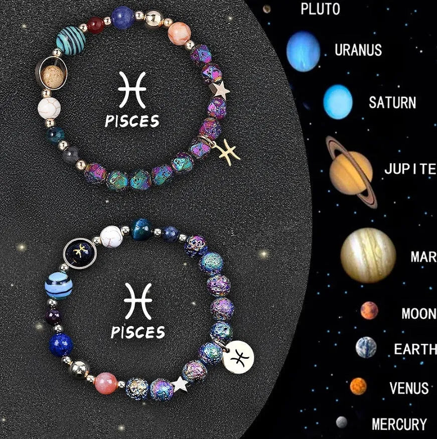 Natural stone beaded bracelet for a zodiac sign, showing two bracelets.