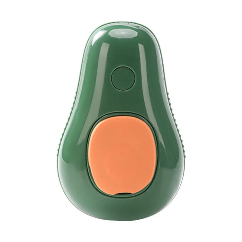 Avocado-shaped electric pet grooming brush with steaming and massage functions for cats and dogs