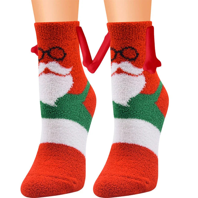 Christmas couple socks with magnetic suction feature in various animal patterns