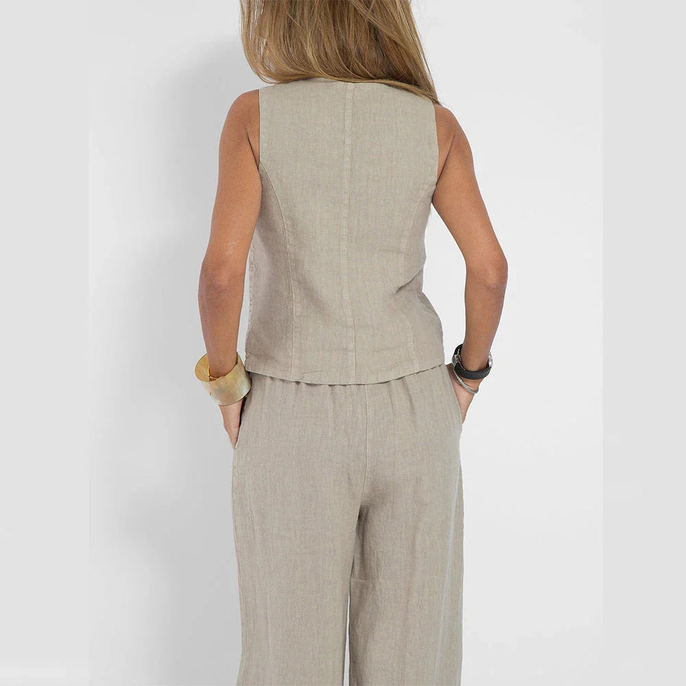 Chic summer vest and pants set for women in various colors and sizes