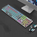 Retro steampunk mechanical keyboard and mouse set with metal plating, 87-key wired USB design for desktop and laptop office use