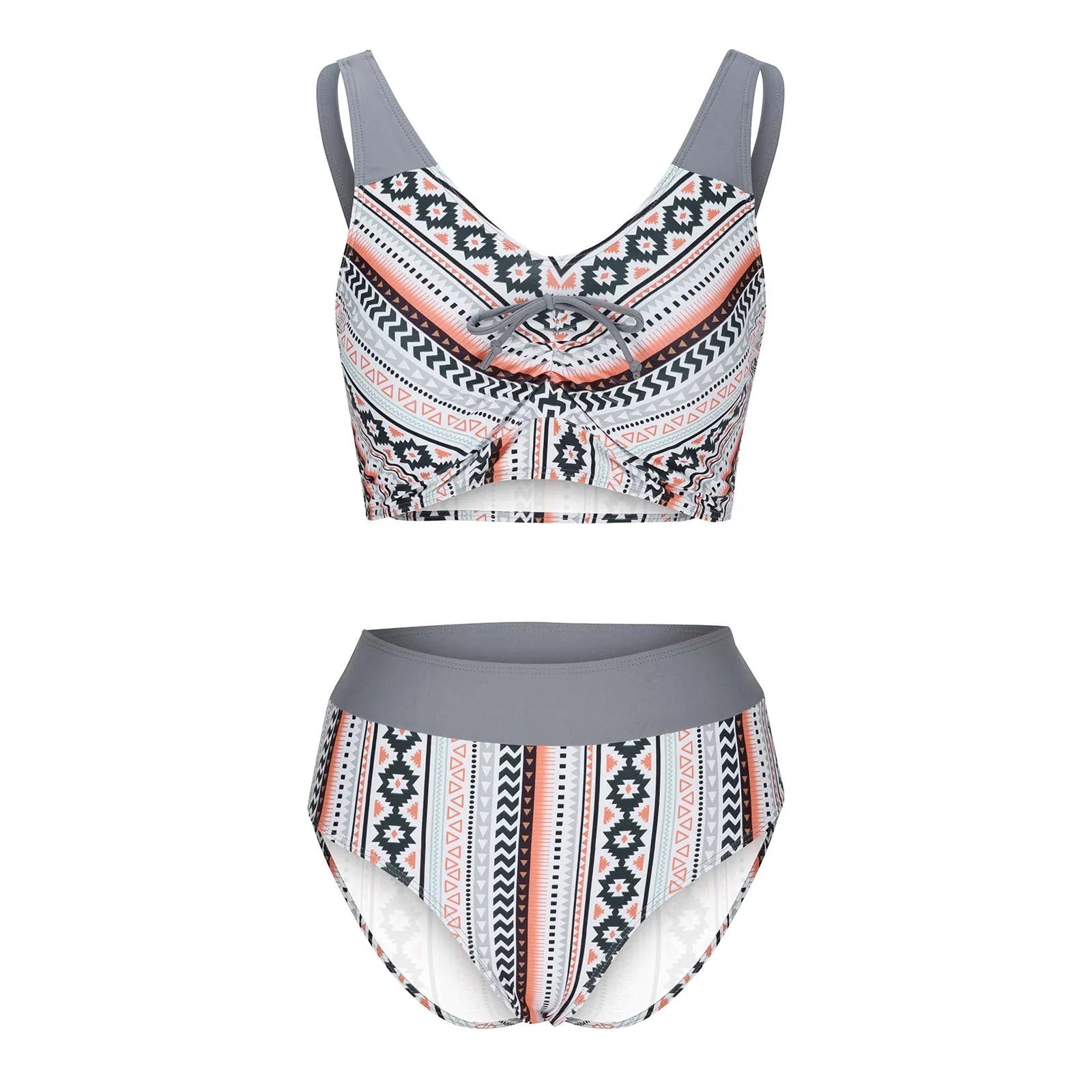 Solid colour women's cross sling split swimsuit in brief style made from polyester fabric.