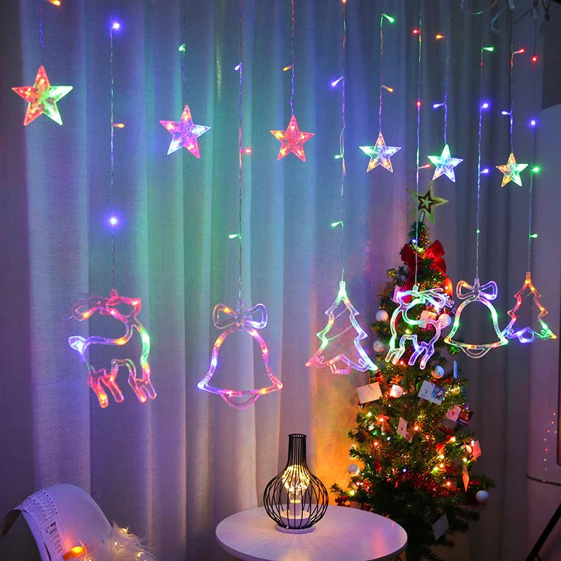 Christmas Deer Tree Bells Star String Fairy Lights for festive outdoor and indoor decoration