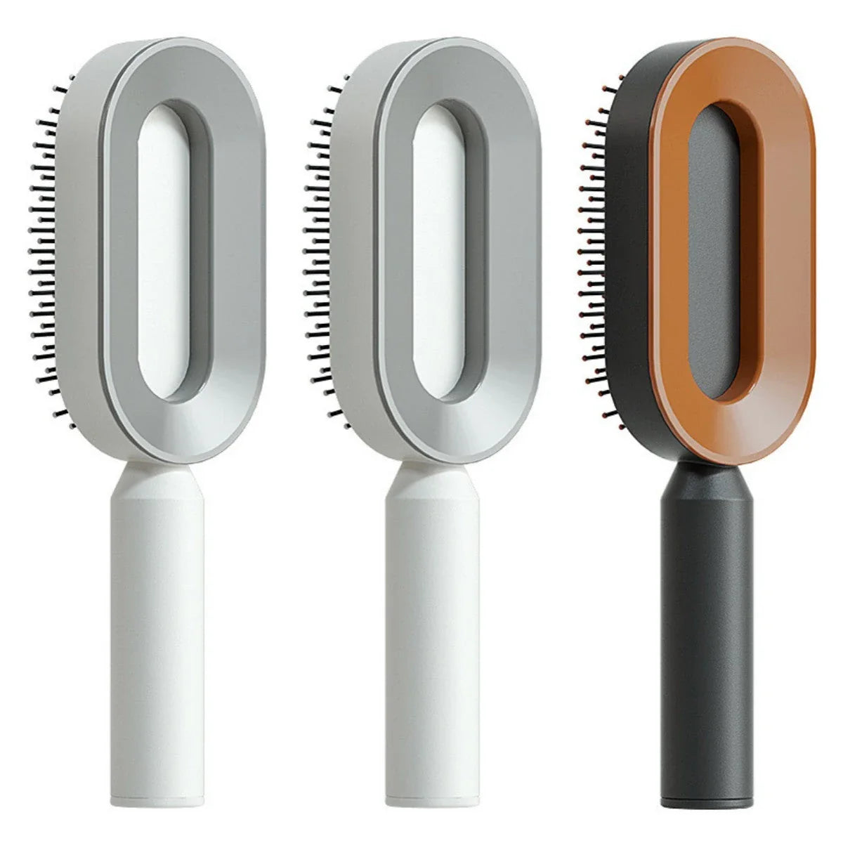 3D Air Cushion Hair Brush in elegant white, showcasing wide comb teeth and ergonomic handle