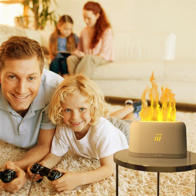 Ultrasonic Flame Aroma Diffuser with LED mood lighting and essential oil mist