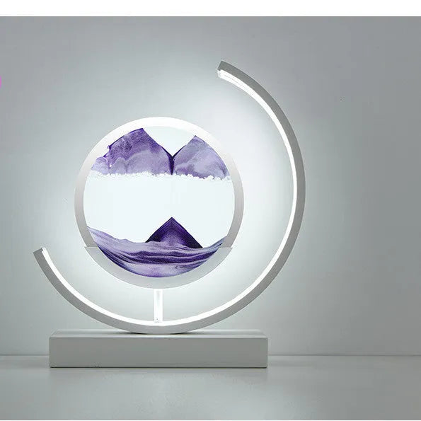 3D quicksand painting LED lamp with touch switch, aluminium glass frame, 250mm x 240mm, white and purple colour option