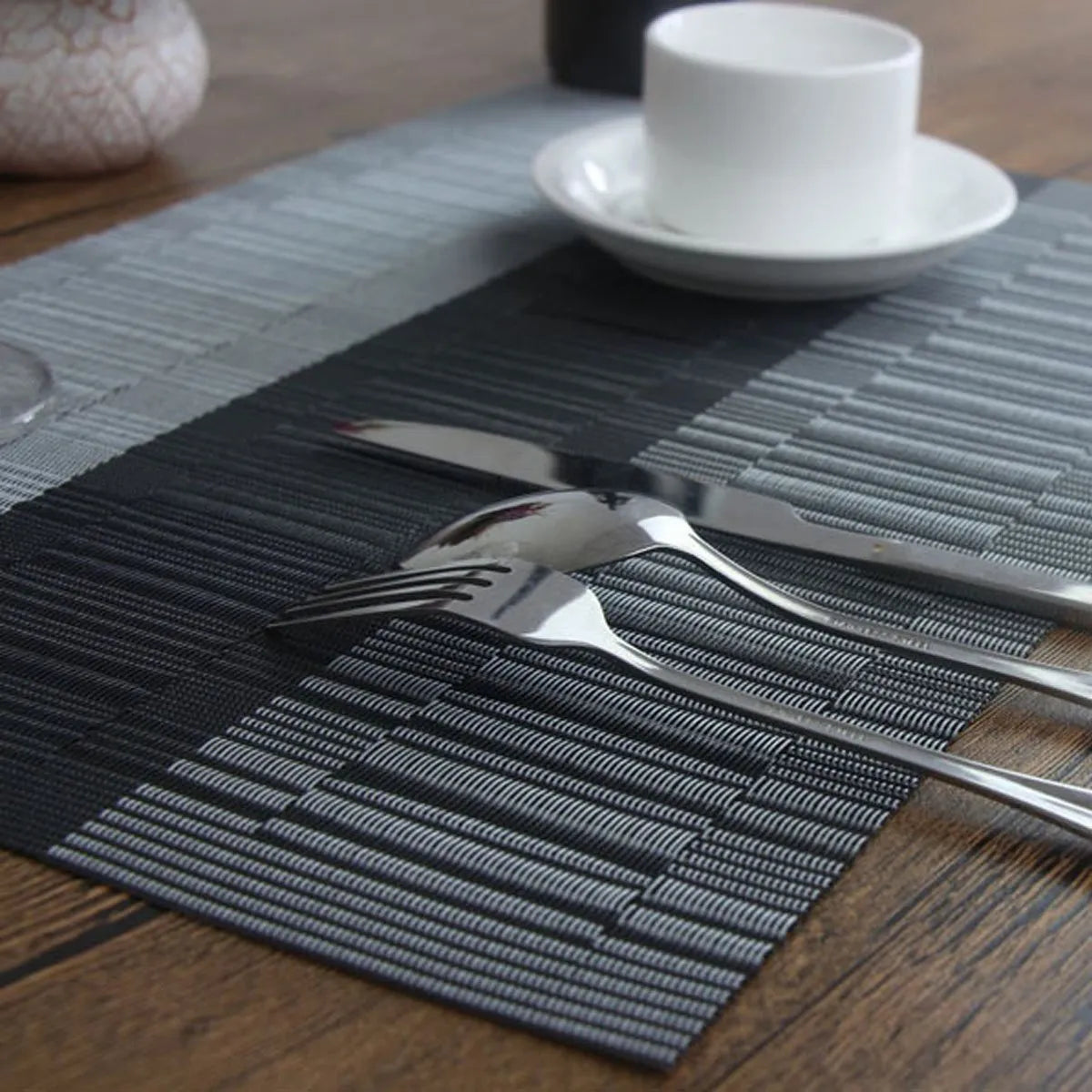 PVC non-slip kitchen sink mat in modern design with gradient bamboo colour options