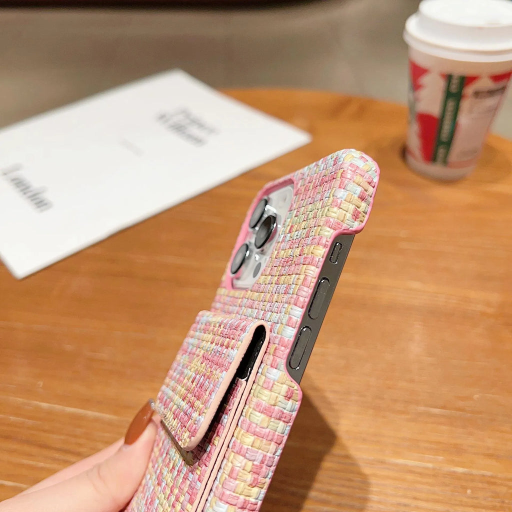 Imitation leather phone case with card slot for iPhone 14 Pro Max in black
