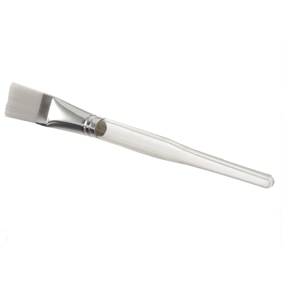 Transparent makeup brush with 16.8cm handle and soft nylon wool brush head for cosmetic application