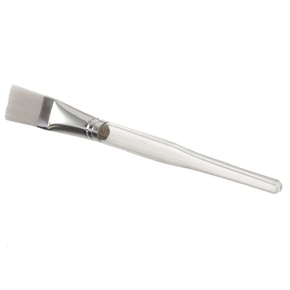 Transparent makeup brush with 16.8cm handle and soft nylon wool brush head for cosmetic application