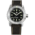 Men's 316L stainless steel diving automatic mechanical watch 41mm matte black dial green C3 luminous hour markers sapphire crystal cowhide strap