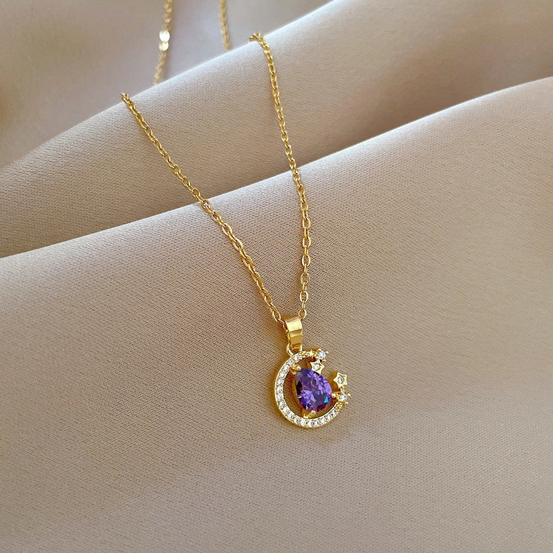 Stainless steel starry sky astronaut necklace with rhinestone pendant