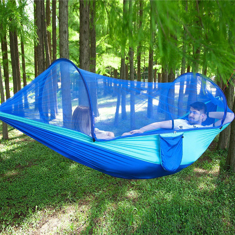 Cozy Outdoor Hammock with Quick Pop-up Mosquito Net