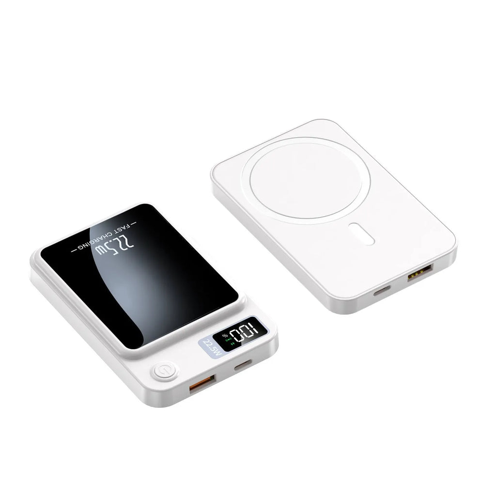 Ultra-thin magnetic suction power bank with PD22.5W fast charging, in green, 98 x 64 x 15mm