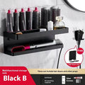Aluminium punch-free bathroom storage rack for Marcel wavers with double-layer design in black colour