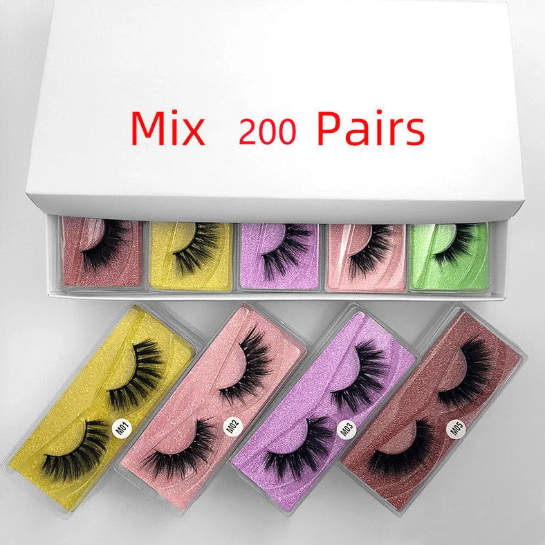 3D mink hair false eyelashes in 10 style variations with lengths from 0.8cm to 1.6cm for creating natural-looking volume and dimension without synthetic stiffness