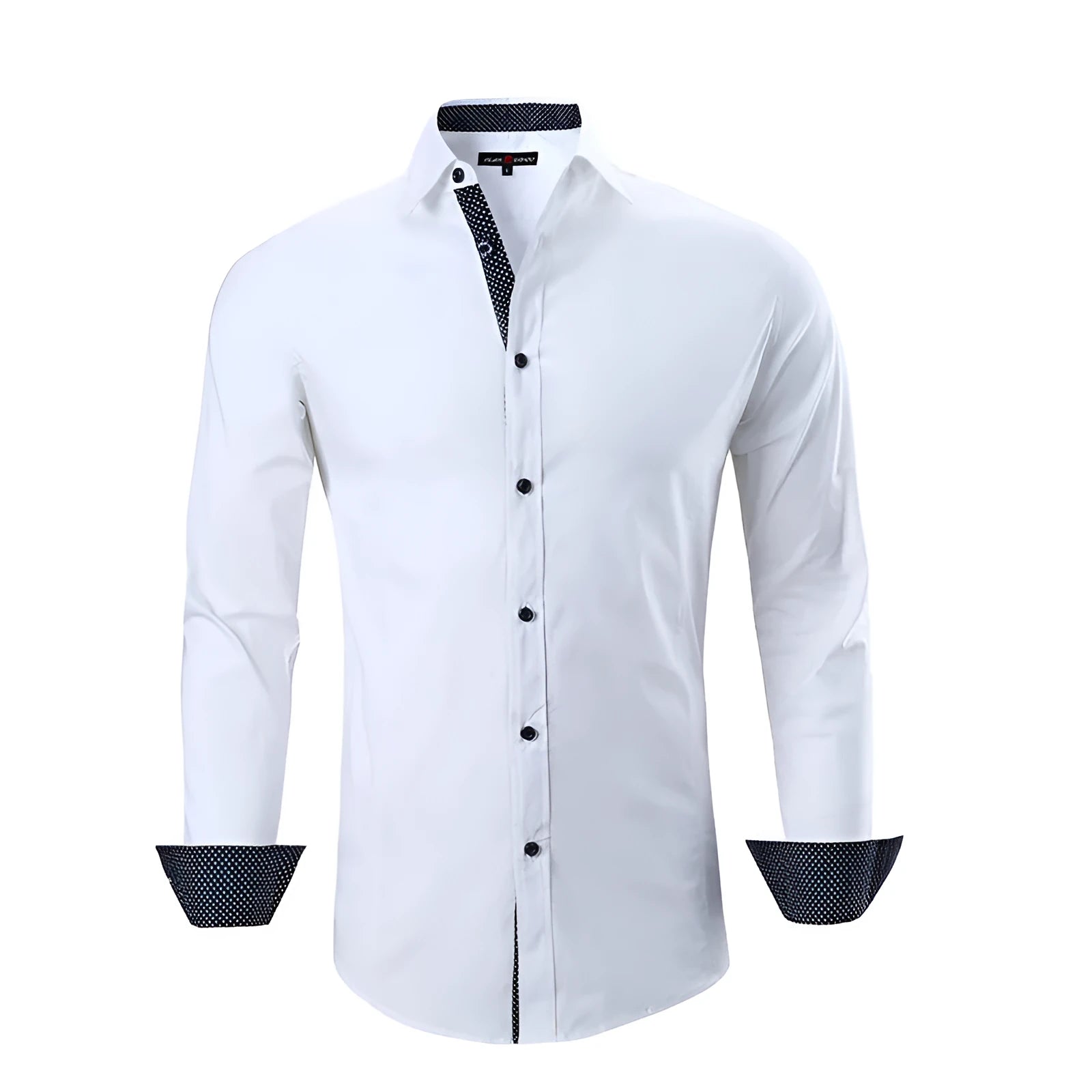 Men's cotton stretch shirt cardigan in black, 90% cotton, machine washable, spring autumn style with combined fit