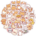 Pack of 50 cute dog graffiti stickers with paper and PVC adhesive, colour L50-82, on a white background